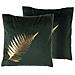 Set Di 2 Cuscini Decorativi A Foglia 45x45 Cm Velluto Verde Scuro Fern - Foto miniatura 1