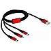 Cavo Di Ricarica Usb 3 In 1 Lightning Micro Usb Usb-c 1m Rosso - Foto miniatura 1