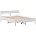 Giroletto Con Testiera Bianco 160x200 Cm Legno Massello Di Pino - Foto miniatura 2