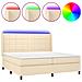 Letto A Molle Materasso E Led Bianco 200x200cm In Tessuto - Foto miniatura 1
