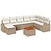 Set di Divani da Giardino da 9 Pezzi con Cuscini Beige Polyrattan Acacia - Foto miniatura 1