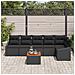 Set Divano da Giardino a 7 Pezzi con Cuscini Nero Rattan Polietilene Acacia - Foto miniatura 3