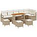 Set Divano Giardino 10 Pezzi con Cuscini Beige Rattan Sintetico Acacia, Divano Giardino 2 Posti con Cuscini Beige Rattan Sintetico, Set da Pranzo Giardino 4 Pezzi con Cuscini Beige Rattan Sintetico Acacia - Foto miniatura 1