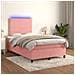 Letto a Molle con Materasso e LED Rosa 120x190 cm in Velluto - Foto miniatura 5
