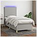 Letto a Molle Materasso e LED Grigio Chiaro 90x200 cm Tessuto - Foto miniatura 2