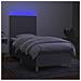 Letto a Molle Materasso e LED Grigio Chiaro 90x200 cm Tessuto - Foto miniatura 4