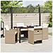 Set da Pranzo per Giardino 5 pcs Beige polyrattan - Foto miniatura 4