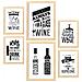 Set Di 6 Stampe Vino 2 Illustrazioni A Colori Di Caffè E Bevande In Cartelloni Pubblicitari Per La Casa A3 & A4 Telaio In Legno Chiaro - Foto miniatura 1