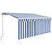 Tenda Sole Retrattile Manuale con LED 3,5x2,5 m Blu e Bianco - Foto miniatura 1