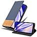 Custodia Compatibile Con Samsung Galaxy A20s In Blu Scuro Marrone - Coperchio Protettiva Con Chiusura Magnetica, Funzione Stand E Tasca Per Le Carte - Foto miniatura 1