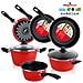 Grana Set Pentole A Induzione 5 Pezzi + Set 3 Padelle Antiaderenti Rosso - Foto miniatura 2