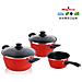 Grana Set Pentole A Induzione 5 Pezzi + Set 3 Padelle Antiaderenti Rosso - Foto miniatura 3