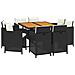 Set Da Pranzo Per Giardino 9pz Con Cuscini In Polyrattan Nero - Foto miniatura 8