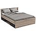 Letto Per Adulti Michigan 140 X 190 Cm - 2 Cassetti E 1 Nicchia - Industrial - Rovere Spazzolato E Nero - Foto miniatura 1