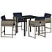 Set da Pranzo per Giardino con cuscino 5 pcs Grigio Poly Rattan - Foto miniatura 1