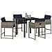 Set da Pranzo per Giardino con cuscino 5 pcs Grigio Poly Rattan - Foto miniatura 3