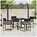 Set da Pranzo per Giardino con cuscino 5 pcs Grigio Poly Rattan - Foto miniatura 4