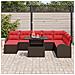 Set Divano da Giardino 9 pcs Marrone e Rosso polyrattan - Foto miniatura 3