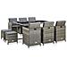 Set Da Pranzo Da Giardino 11 Pz Con Cuscini Polyrattan Grigio - Foto miniatura 1