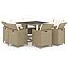 Set Da Pranzo Per Giardino 9 Pz Con Cuscini In Polyrattan Beige - Foto miniatura 2