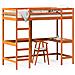 Letto Soppalco Con Scrivania Marrone Cera 90x200 Cm Legno Pino - Foto miniatura 2