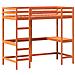 Letto Soppalco Con Scrivania Marrone Cera 90x200 Cm Legno Pino - Foto miniatura 3