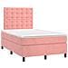 Letto a Molle con Materasso e LED Rosa 120x190 cm in Velluto - Foto miniatura 3