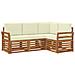 Set divani 4 pcs Naturale e Crema Legno di Acacia Massello - Foto miniatura 1