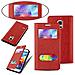 Custodia Compatibile Con Samsung Galaxy S5 / S5 Neo In Rosso Zafferano - Coperchio Protettivo Con Chiusura Magnetica, Funzione Stand E 2 Finestre Di Visualizzazione - Foto miniatura 2