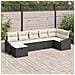 Set Divano da Giardino a 7 Pezzi con Cuscini Rattan Nero - Foto miniatura 2