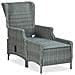 Lusso Casadino -  Sedia Da Giardino Reclinabile Con Pouf Polyrattan Grigio Chiaro - Foto miniatura 3