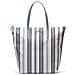 Borsa Donna Shopper L. 12.12 Righe Verticali Unica Bianco Blu - Foto miniatura 1
