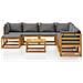 Set Divani da Giardino 9 pz con Cuscini in Massello di Acacia - Foto miniatura 2