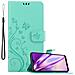 Custodia Compatibile Con Samsung Galaxy A40 / A40s In Turchese Fiore - Coperchio Protettivo In Design Floreale Con Chiusura Magnetica, Funzione Stand E Slot Per Carte - Foto miniatura 1