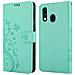 Custodia Compatibile Con Samsung Galaxy A40 / A40s In Turchese Fiore - Coperchio Protettivo In Design Floreale Con Chiusura Magnetica, Funzione Stand E Slot Per Carte - Foto miniatura 7