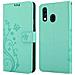 Custodia Compatibile Con Samsung Galaxy A40 / A40s In Turchese Fiore - Coperchio Protettivo In Design Floreale Con Chiusura Magnetica, Funzione Stand E Slot Per Carte - Foto miniatura 8