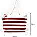 Borsa Mare Borsone Grande Spiaggia Piscina Beach Stripe A Righe Chiusura Zip Borsa Rosso - Foto miniatura 2