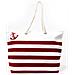 Borsa Mare Borsone Grande Spiaggia Piscina Beach Stripe A Righe Chiusura Zip Borsa Rosso - Foto miniatura 1
