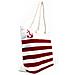 Borsa Mare Borsone Grande Spiaggia Piscina Beach Stripe A Righe Chiusura Zip Borsa Rosso - Foto miniatura 3