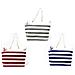 Borsa Mare Borsone Grande Spiaggia Piscina Beach Stripe A Righe Chiusura Zip Borsa Rosso - Foto miniatura 4