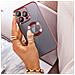 Cover Silicone Iphone 14 Pro Max Trasparente Bordo Rosa Cromato - Foto miniatura 5