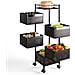 Carrello Trolley Cucina In Metallo 6 Ripiani 26x85 4 Ruote Salvaspazio Nero - Foto miniatura 2