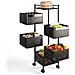 Carrello Trolley Cucina In Metallo 6 Ripiani 26x85 4 Ruote Salvaspazio Nero - Foto miniatura 4