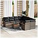 Set di Divani da Giardino  9 Pezzi con Cuscini Grigio Polyrattan Acacia, Divano da Giardino bidimensionale  con Spazio di Stoccaggio & Cuscini Grigio Polyrattan - Foto miniatura 2