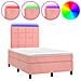 Letto a Molle con Materasso e LED Rosa 120x190 cm in Velluto - Foto miniatura 1