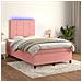 Letto a Molle con Materasso e LED Rosa 120x190 cm in Velluto - Foto miniatura 5