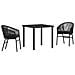 Set da Pranzo per Giardino 3 pcs Nero Poly Rattan - Foto miniatura 1