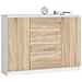 Cassettiera K140, 2 ante e 4 cassetti, 138x40x99 cm, Colore Bianco e Sonoma Quercia - Foto miniatura 1