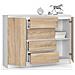 Cassettiera K140, 2 ante e 4 cassetti, 138x40x99 cm, Colore Bianco e Sonoma Quercia - Foto miniatura 2