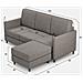 Divano Karay 3 Posti (tre Sedute Da 60cm) + Pouf Misure Esterne L. 198 P. 155 Colore Grigio - Foto miniatura 3